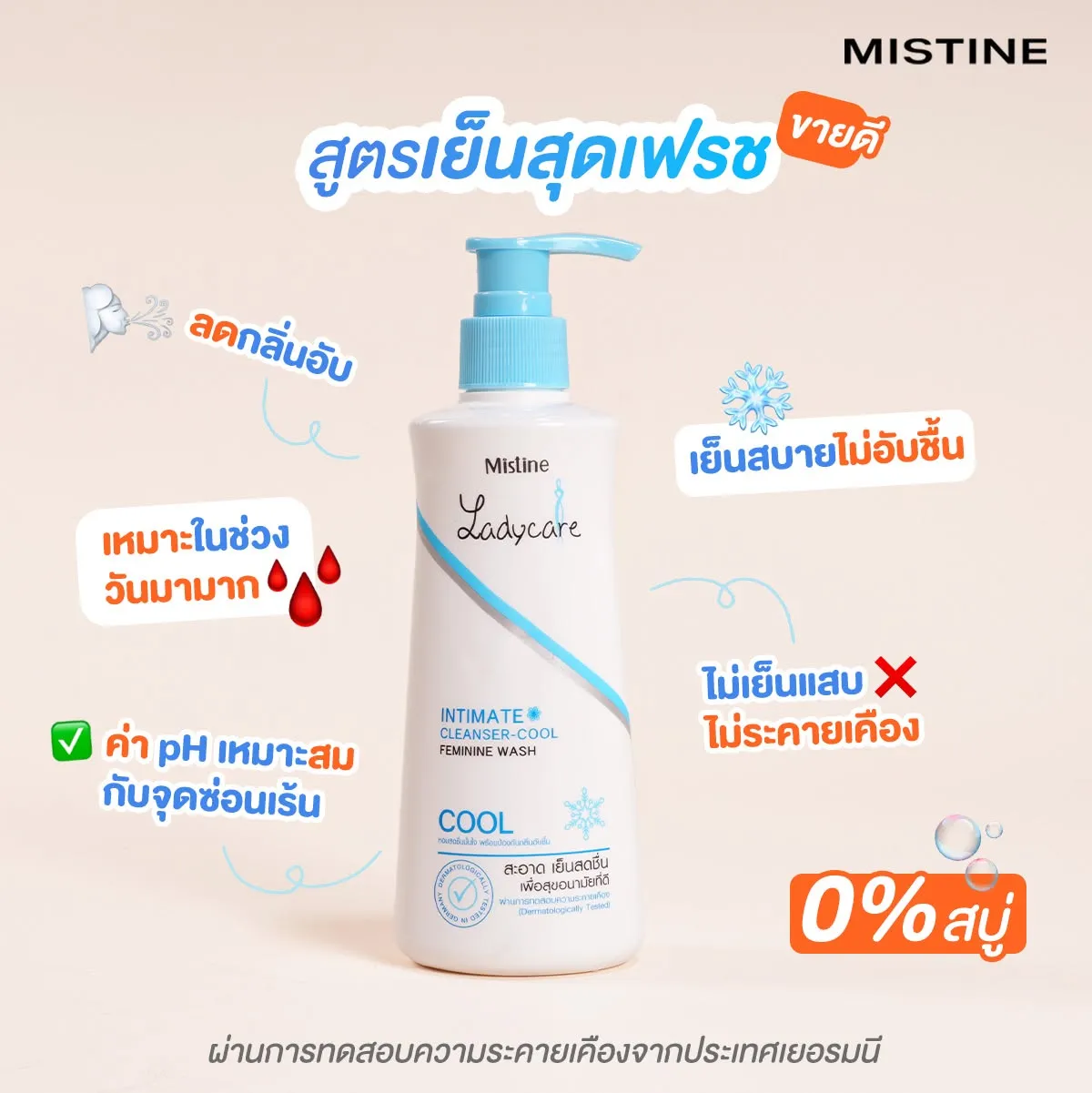 น้ำยาอนามัยเลดี้แคร์ ดูแลจุดซ่อนเร้น เย็นสดชื่น LADYCARE INTIMATE CLEANSER - COOL FEMININE WASH