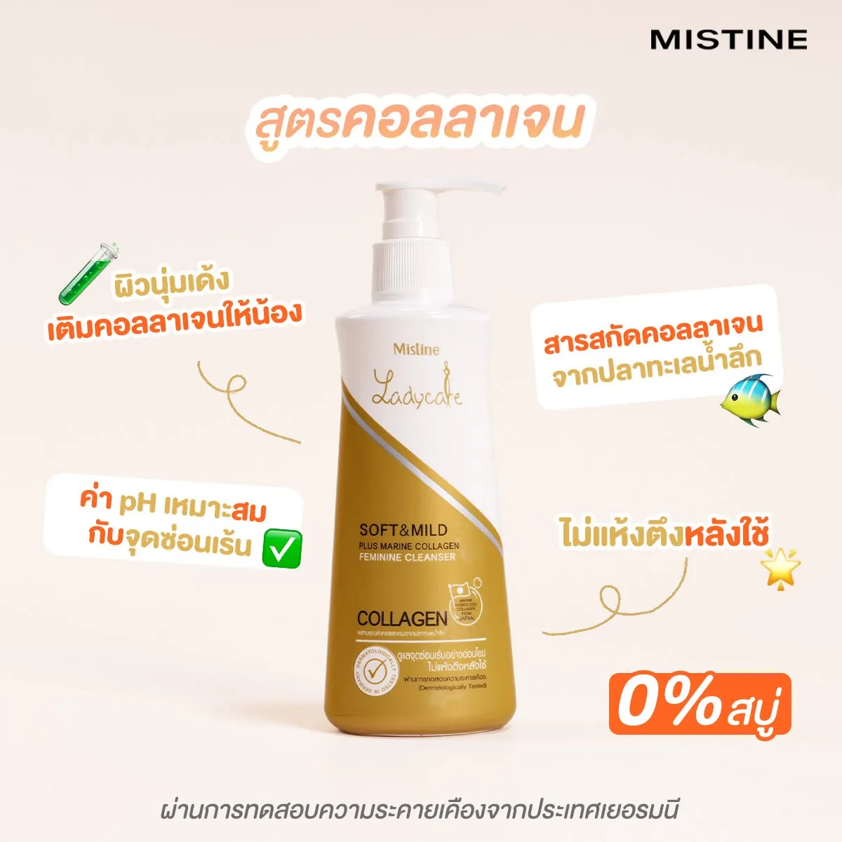 น้ำยาอนามัยเลดี้แคร์ LADYCARE SOFT & MILD PLUS MARINE COLLAGEN FEMININE CLEANSER ดูแลจุดซ่อนเร้น